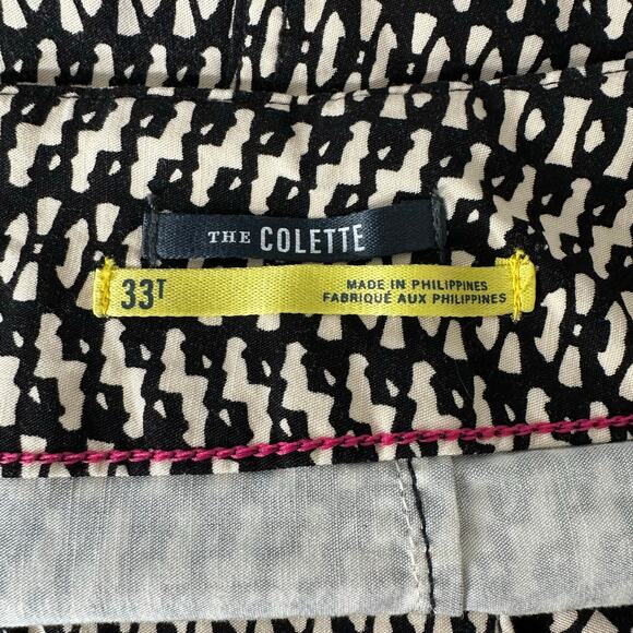 Anthropologie Maeve Colette Cropped Wide Leg Pants | Black‎ White Print | SZ 33T - Picture 11 of 13